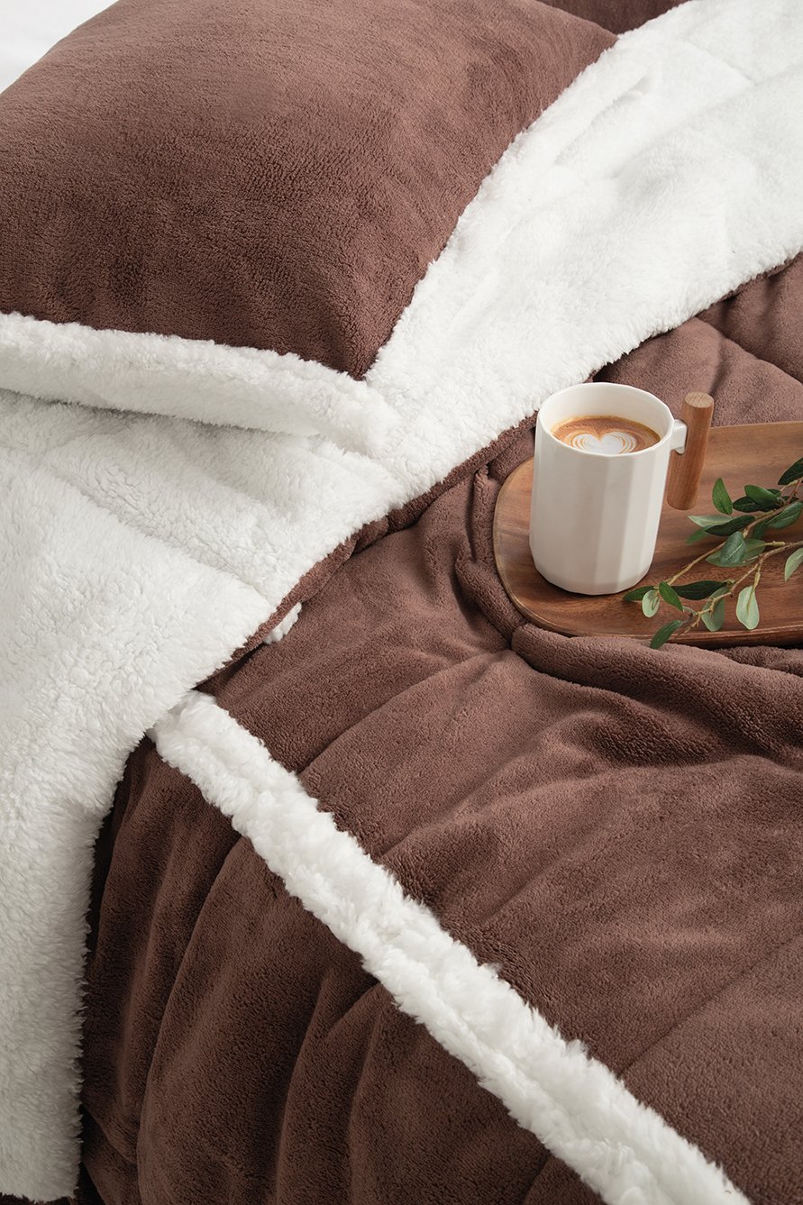 JC KIT ALASKA EDREDON 2 1/2 PL + 2 FUNDAS ALMOHADON - Talle - Color MOCCA