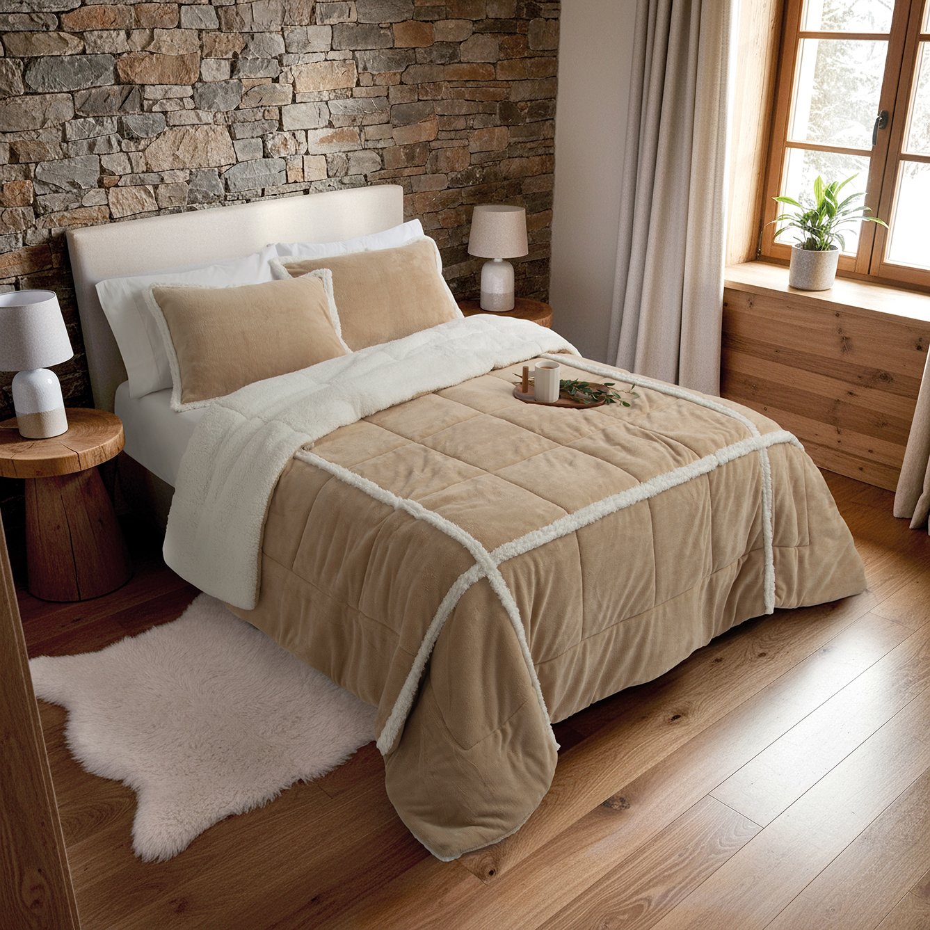 JC KIT ALASKA EDREDON 2 1/2 PL + 2 FUNDAS ALMOHADON - Talle - Color SUELA