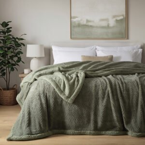 JC CUBRECAMA ROMA DOBLE PESADO DE CORDERITO 2 1/2 PL - Talle - Color VERDE SECO