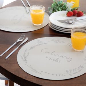 JC SET 2 INDIVIDUALES REDONDOS FOLIA ESTAMPADOS - Talle UNICO - Color CULINARY HERBS NATURAL