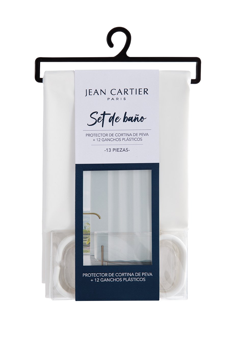 JC SET PROTECTOR DE CORTINA BAÑO + 12 GANCHOS - Imagen 2