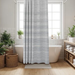 JC CORTINA BAÑO DE VINILO ESTAMPADO - Talle UNICO - Color WOOD